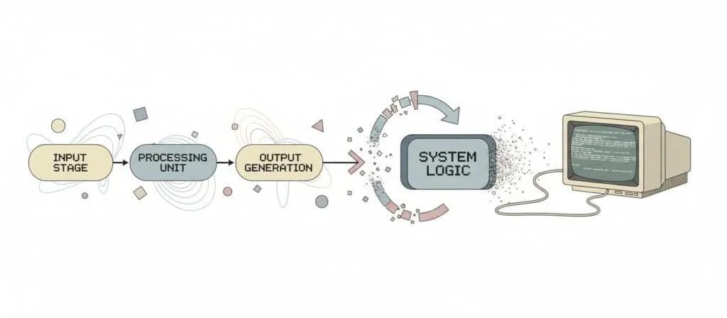 Diagram of a system loop with a missing segment, representing a broken feedback cycle