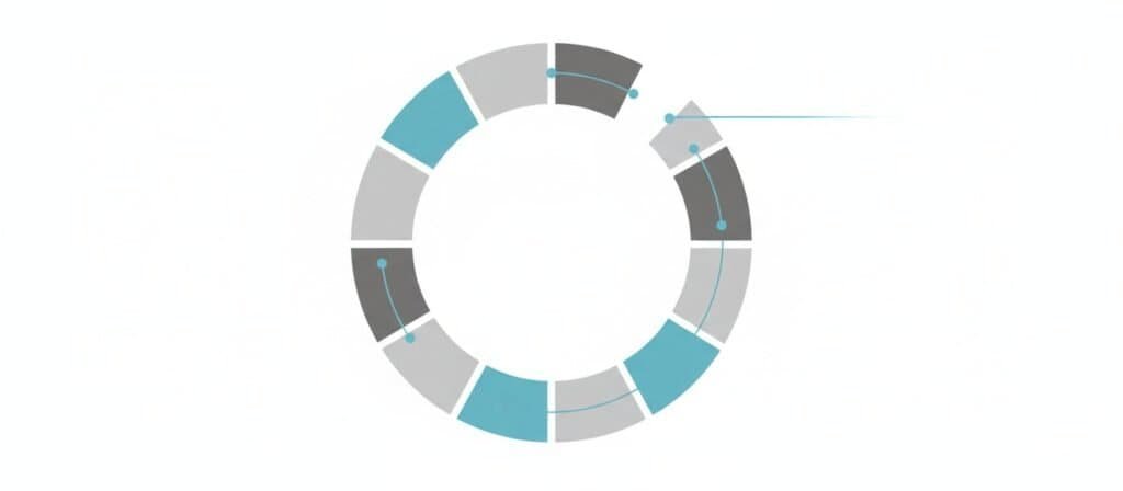 Abstract segmented circular loop diagram showing connected nodes and pathways representing feedback behavior in an automated content system