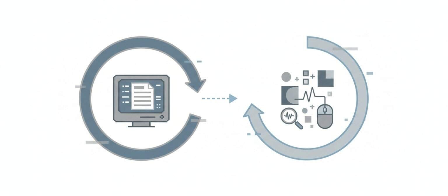 Diagram showing difference between content publishing and search visibility reinforcement in AI content automation.