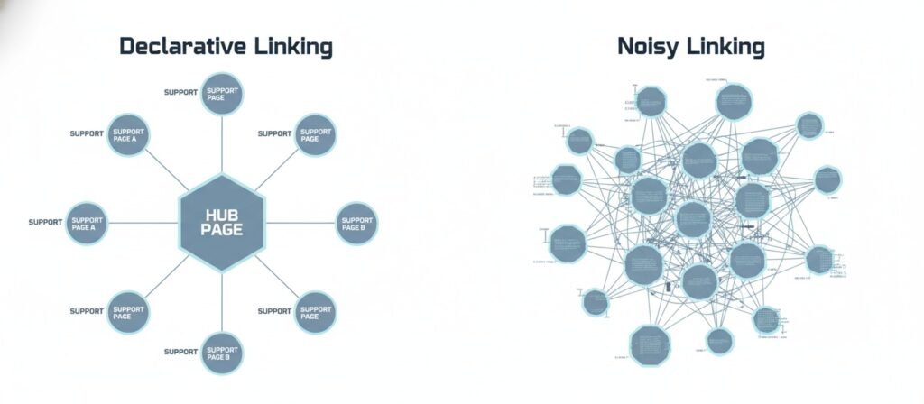 Comparison of structured internal linking versus noisy automated linking