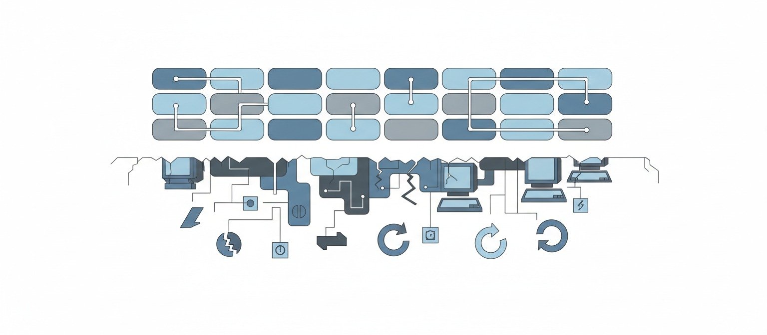 Illustration showing the boundary between automated tasks and human judgment in AI automation systems.